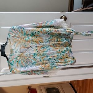 Democracy, XL, white/yellow/green/orange multi color blouse